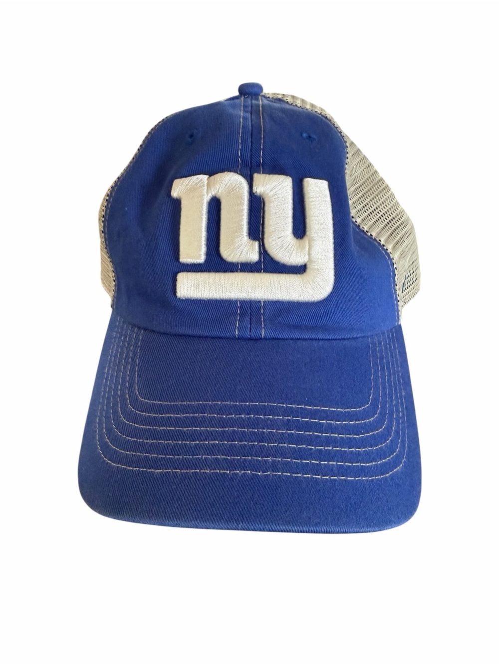 47 Brand Blue and Cream NY Embroidered Trucker Hat
